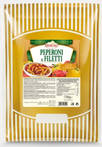 PEPERONI A FILETTI IN OLIO GIRASOLE DEMETRA BUSTA KG 1.7